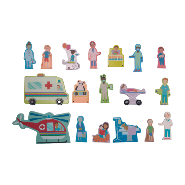 Floss & Rock Ahşap Figürlü Oyun Kutuları / Happy Hospital