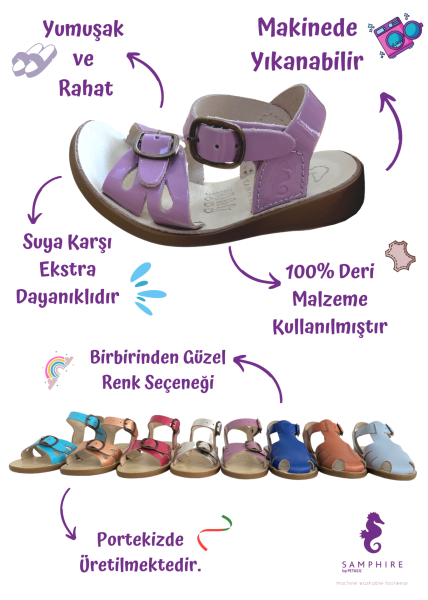 Samphire Earwyn Ruvex Cognac - Taba/Kahverengi Deri Çocuk Sandaleti